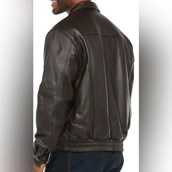 Croft & Barrow Men's XXLT Black Leather Bomber Jacket - Picture 7 of 9